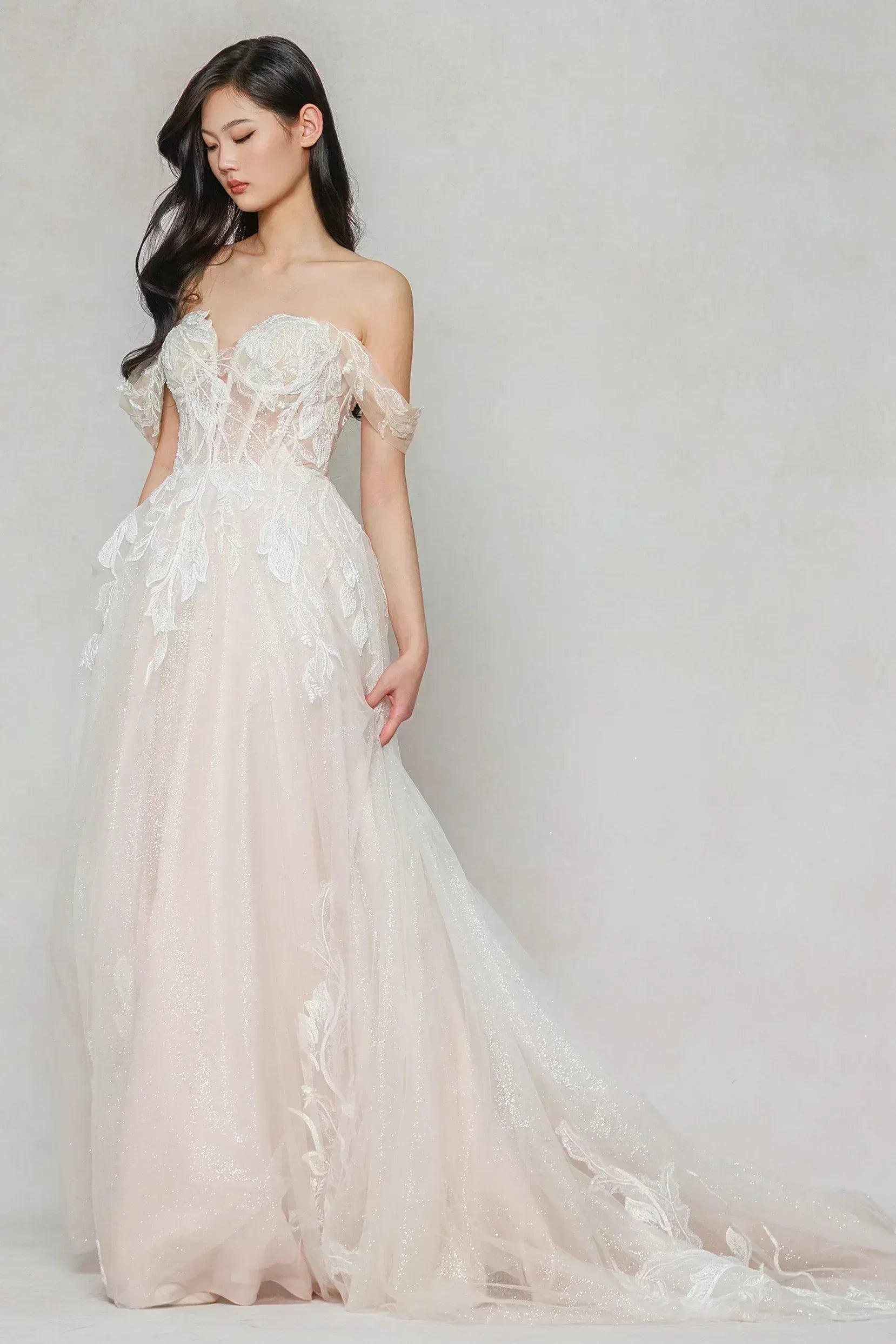 A-Line Court Train Tulle Wedding Dress CW3633 - COCOMELODY